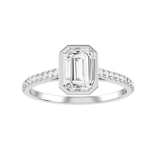 Emerald Cut Lab-grown Diamond Bridal Ring — down