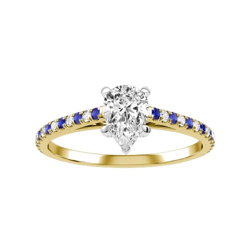 Pear Natural Diamond Bridal Ring — down