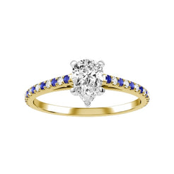 Pear Natural Diamond Bridal Ring — down