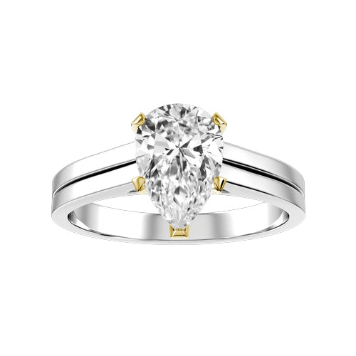 Pear Natural Diamond Bridal Ring — down