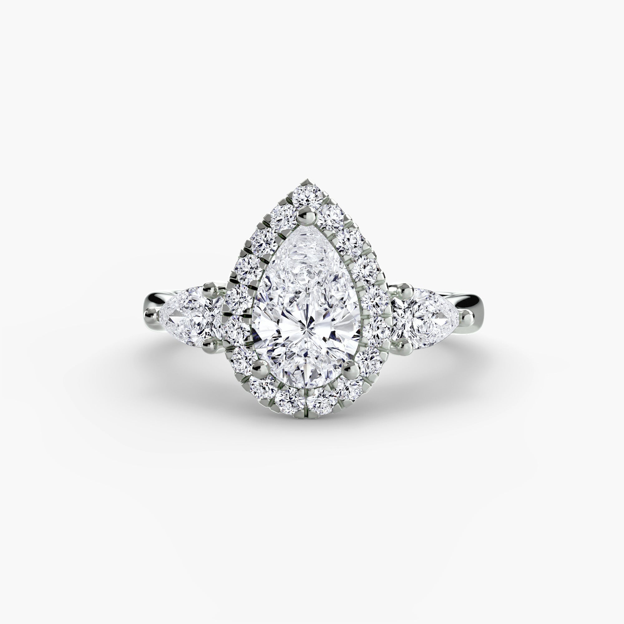The Three Stone Halo Ring (UN008-R-1ST)
