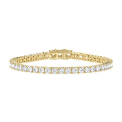 Classic 4 Prong Lab Diamond Tennis Bracelet – ~3ct – 14k Yellow Gold – angle view