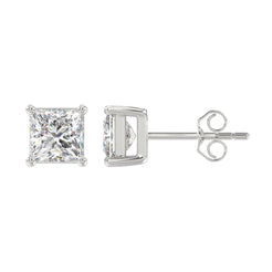 Lab Diamond 4-Prong Princess Stud Earring - 3ct - 14K White Gold