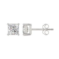 Lab Diamond 4-Prong Princess Stud Earring - 2.5ct - 14K White Gold