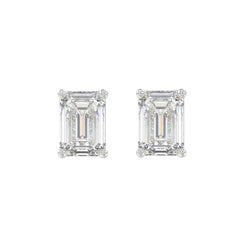 Lab Diamond 4-Prong Emerald Cut Stud Earring - 4ct - 10K White Gold