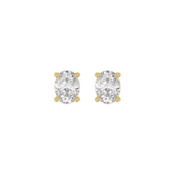 Lab Diamond 4-Prong Oval Stud Earring - 1ct - 14K Yellow Gold