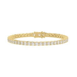 Classic 4 Prong Lab Diamond Tennis Bracelet – ~5ct – 14k Yellow Gold – angle view