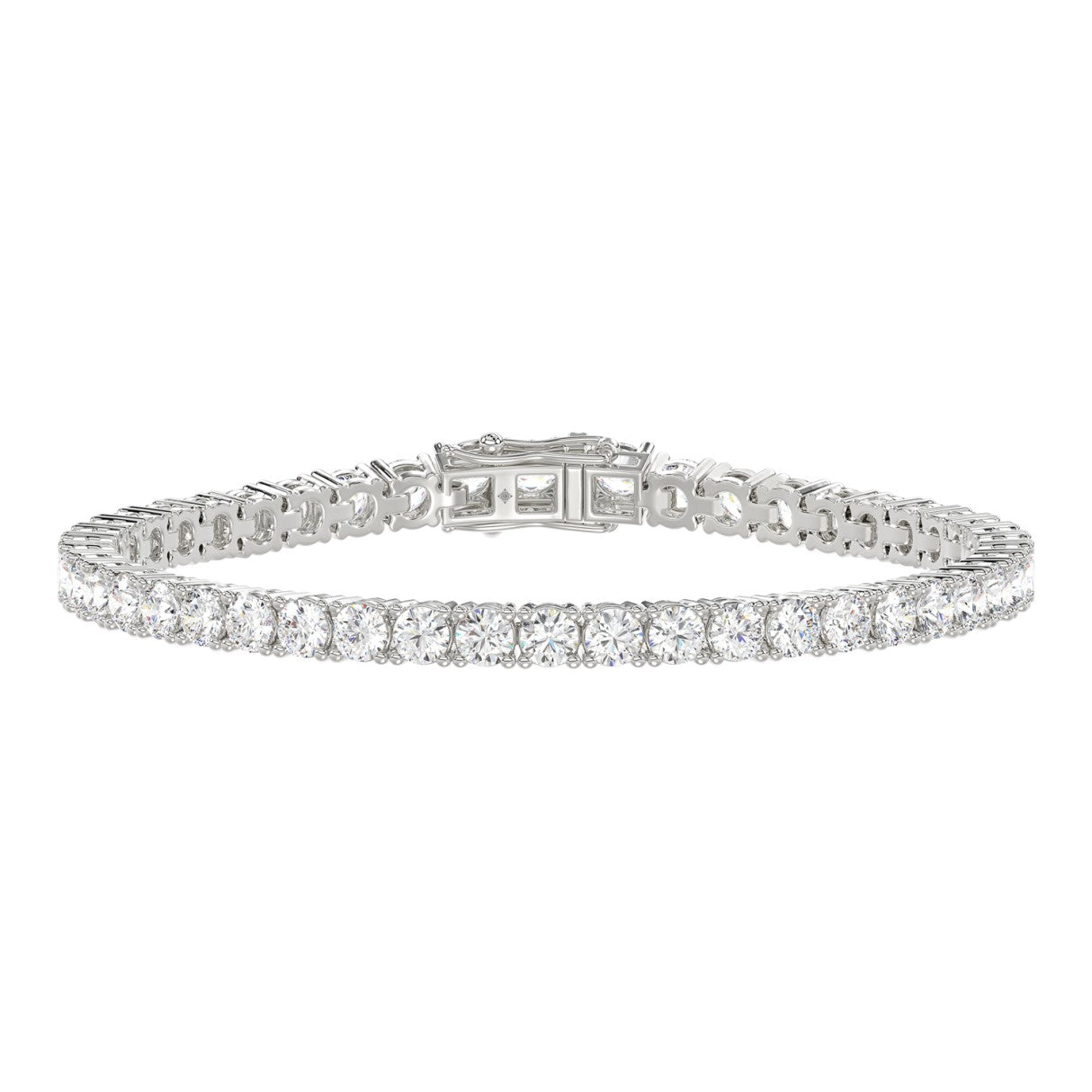 Classic 4 Prong Lab Diamond Tennis Bracelet – ~3ct – 14k White Gold – angle view