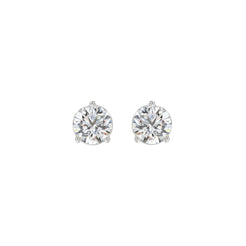 3 Prong Basket Pushback Stud Earrings - 1.5ct - 14K White Gold