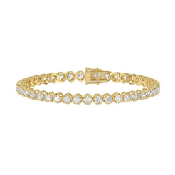 Lightweight Fusion Lab Diamond Tennis Bracelet – ~5ct – 14k Yellow Gold – angle view