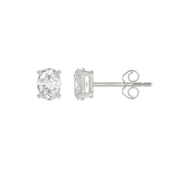 Lab Diamond 4-Prong Oval Stud Earring - 1ct - 14K White Gold
