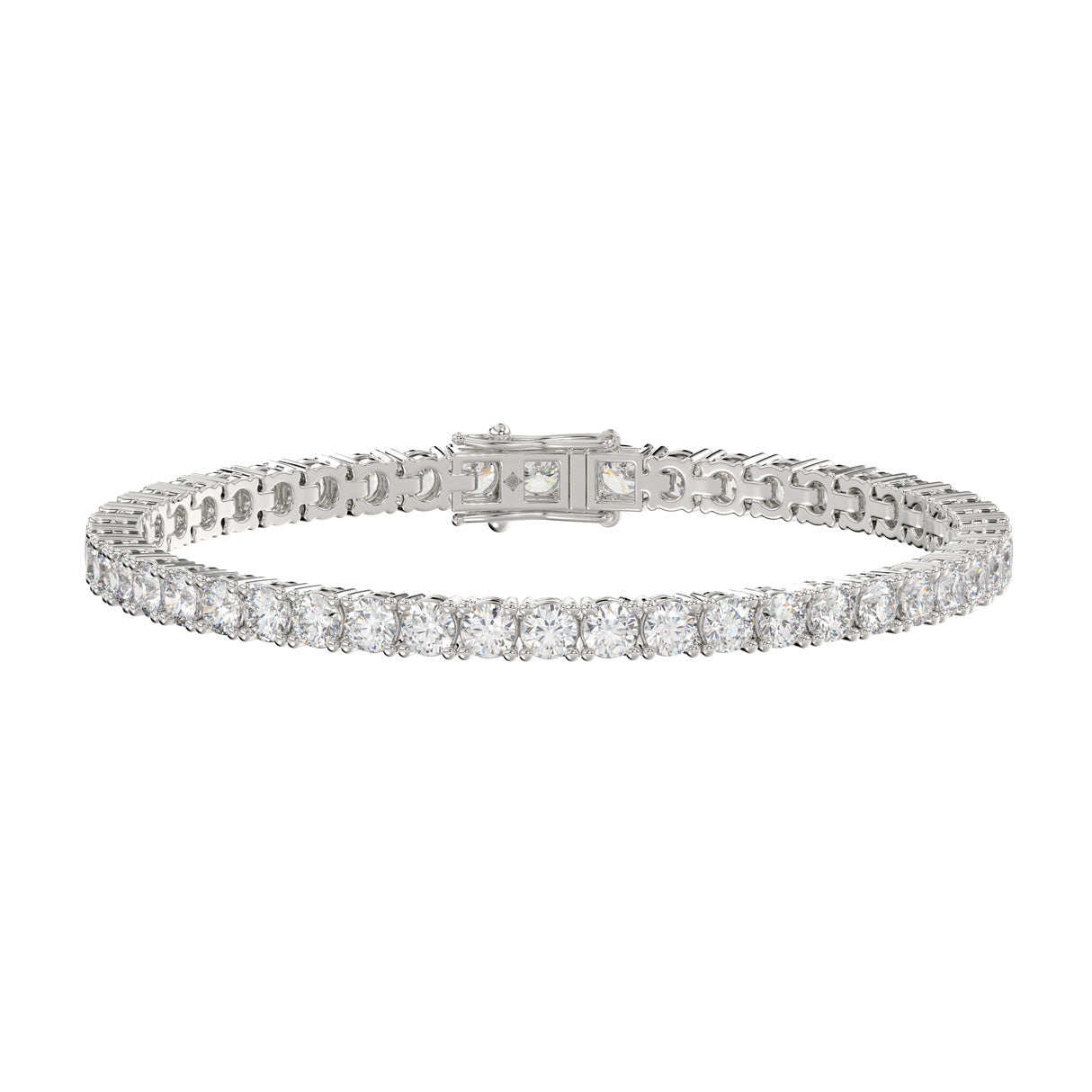 Classic 4 Prong Lab Diamond Tennis Bracelet – ~5ct – 14k White Gold – angle view