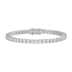 Classic 4 Prong Lab Diamond Tennis Bracelet – ~5ct – 14k White Gold – angle view