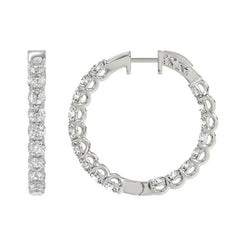 Lab Diamond Inside-Out Round Hoop Earring - 5ct - 14K White Gold