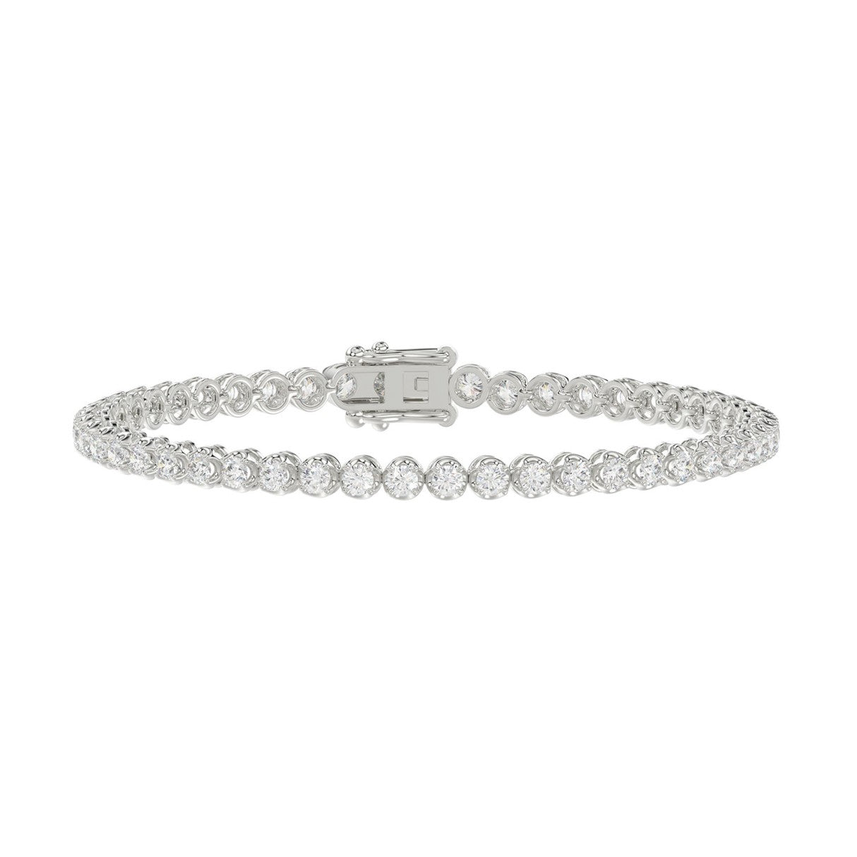 Lightweight Fusion Lab Diamond Tennis Bracelet – ~3ct – 14k White Gold – angle view