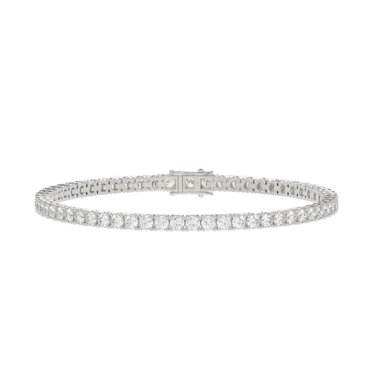 Classic 4 Prong Lab Diamond Tennis Bracelet – ~7ct – 14k White Gold – angle view
