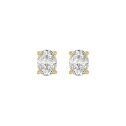 Lab Diamond 4-Prong Oval Stud Earring - 1.5ct - 14K Yellow Gold