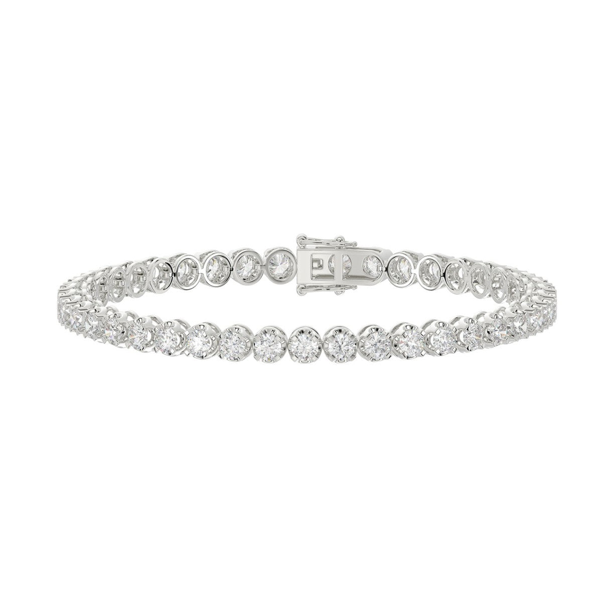 Lightweight Fusion Lab Diamond Tennis Bracelet – ~5ct – 14k White Gold – angle view