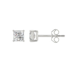 Lab Diamond 4-Prong Princess Stud Earring - 1ct - 14K White Gold