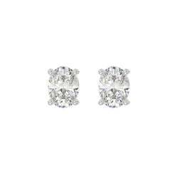 Lab Diamond 4-Prong Oval Stud Earring - 2.5ct - 14K White Gold