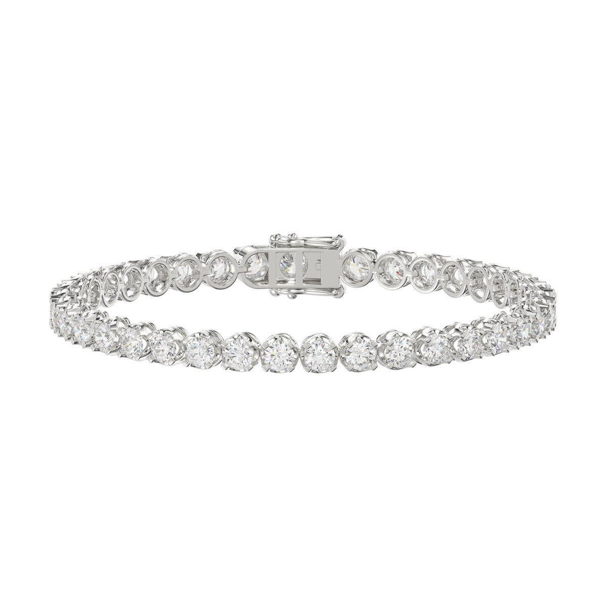 Lightweight Fusion Lab Diamond Tennis Bracelet – ~7ct – 14k White Gold – angle view