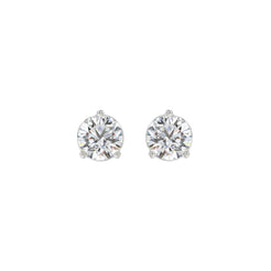 3 Prong Basket Pushback Stud Earrings - 2ct - 14K White Gold