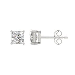 Lab Diamond 4-Prong Princess Stud Earring - 2ct - 14K White Gold