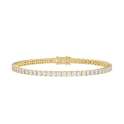 Classic 4 Prong Lab Diamond Tennis Bracelet – ~7ct – 14k Yellow Gold – angle view