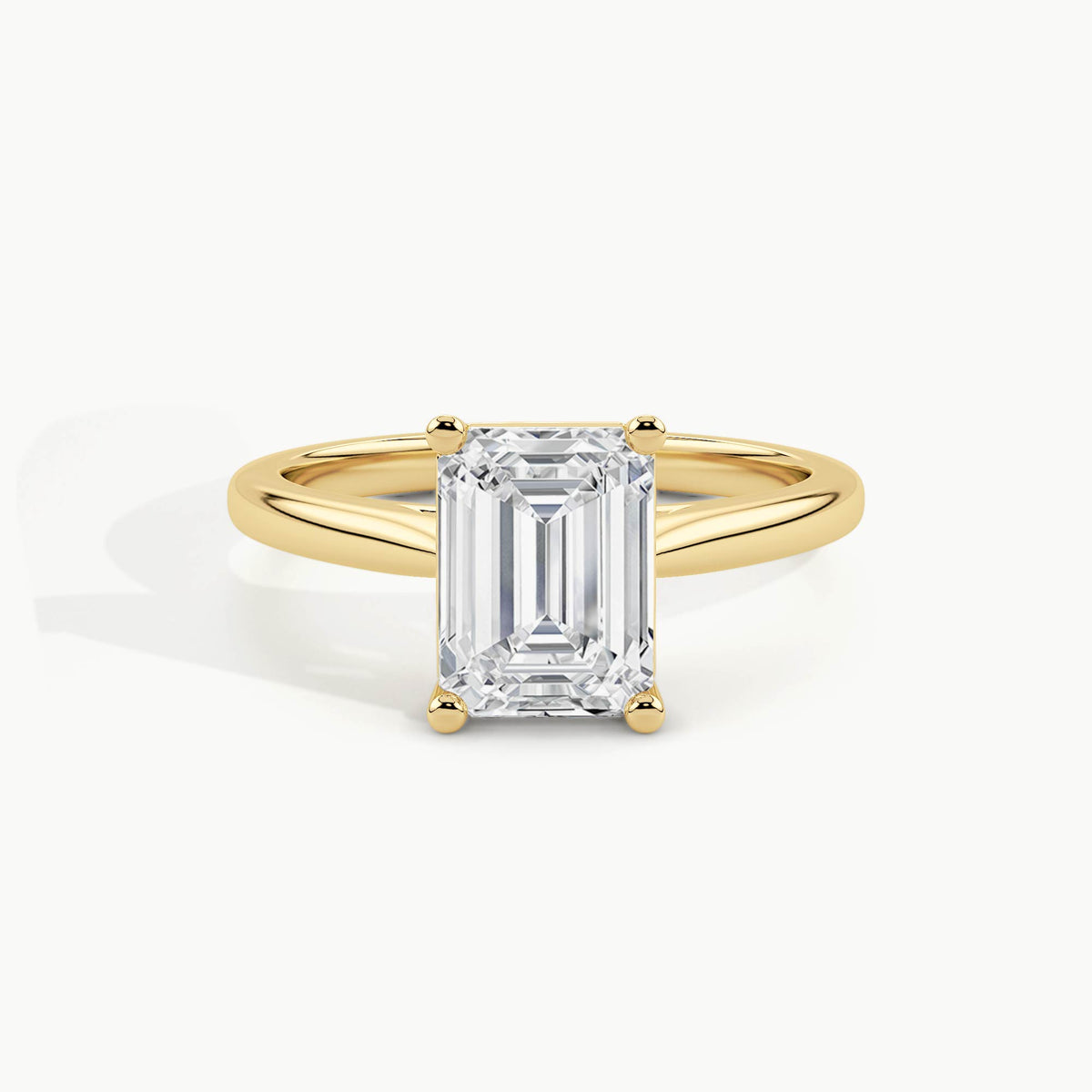 Yellow Gold, Emerald, down view
