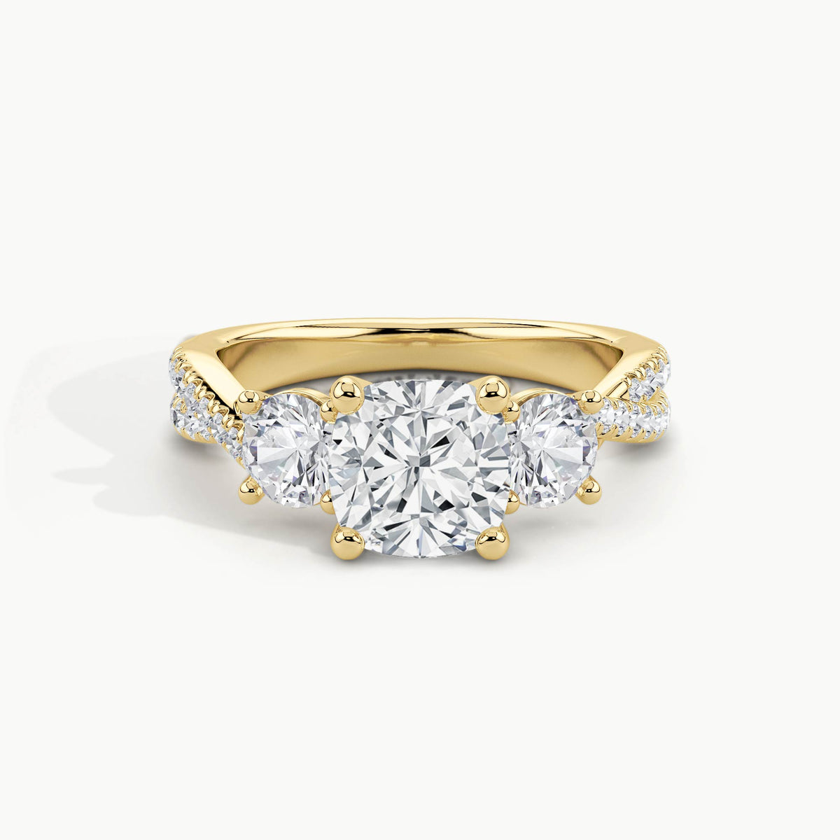 Yellow Gold, Cushion, down view