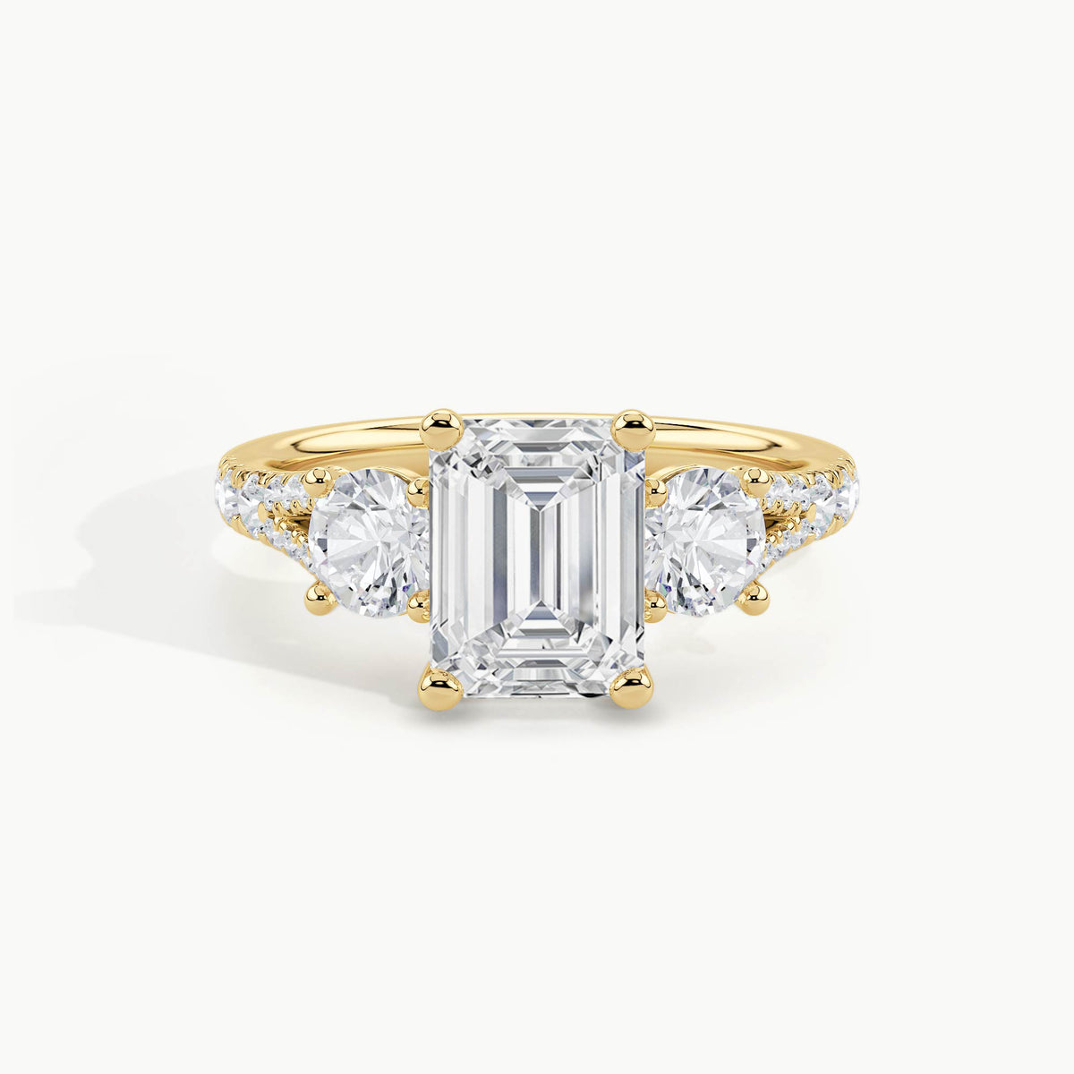 Yellow Gold, Emerald, down view