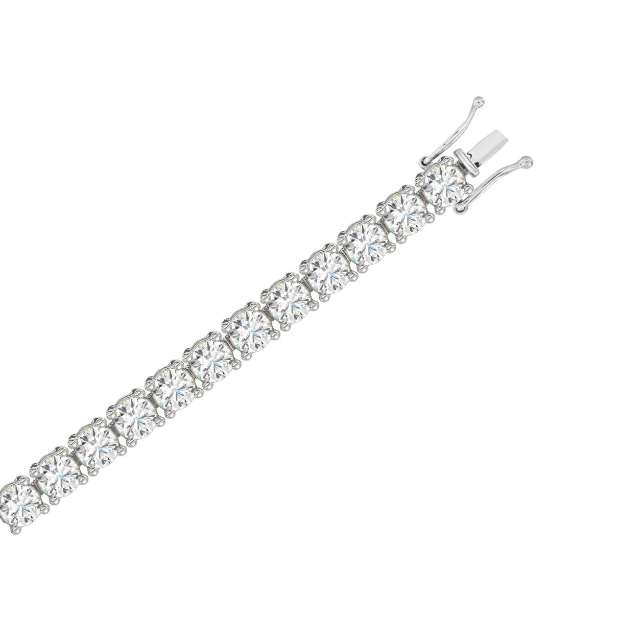 Classic 4 Prong Lab Diamond Tennis Bracelet – ~3ct – 14k White Gold – down view