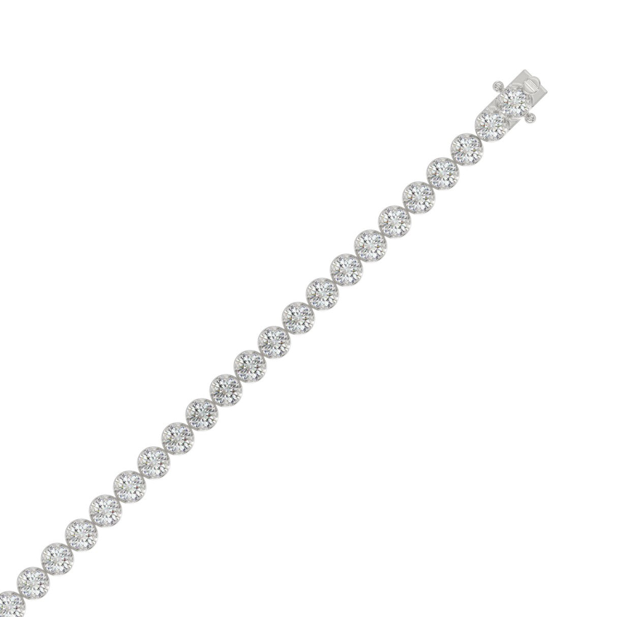 Lightweight Fusion Lab Diamond Tennis Bracelet – ~5ct – 14k White Gold – down view