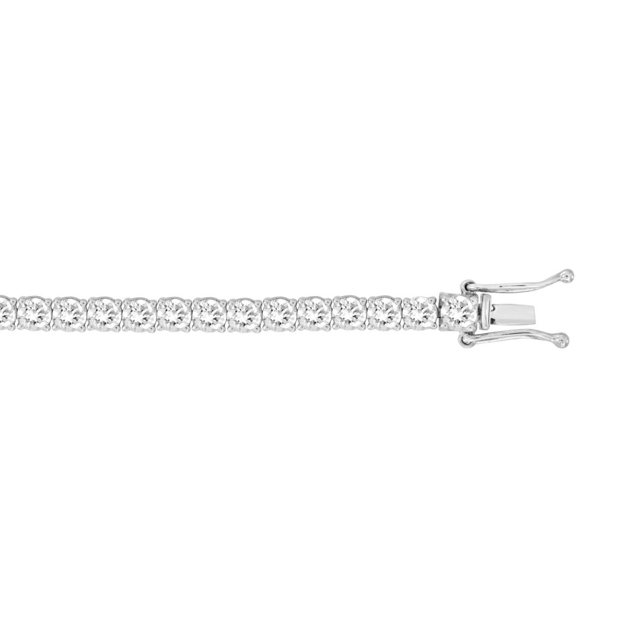 Classic 4 Prong Lab Diamond Tennis Bracelet – ~7ct – 14k White Gold – down view