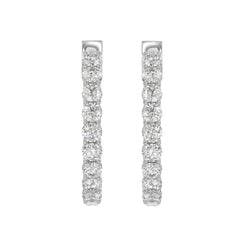 Lab Diamond Inside-Out Round Hoop Earring - 5ct - 14K White Gold