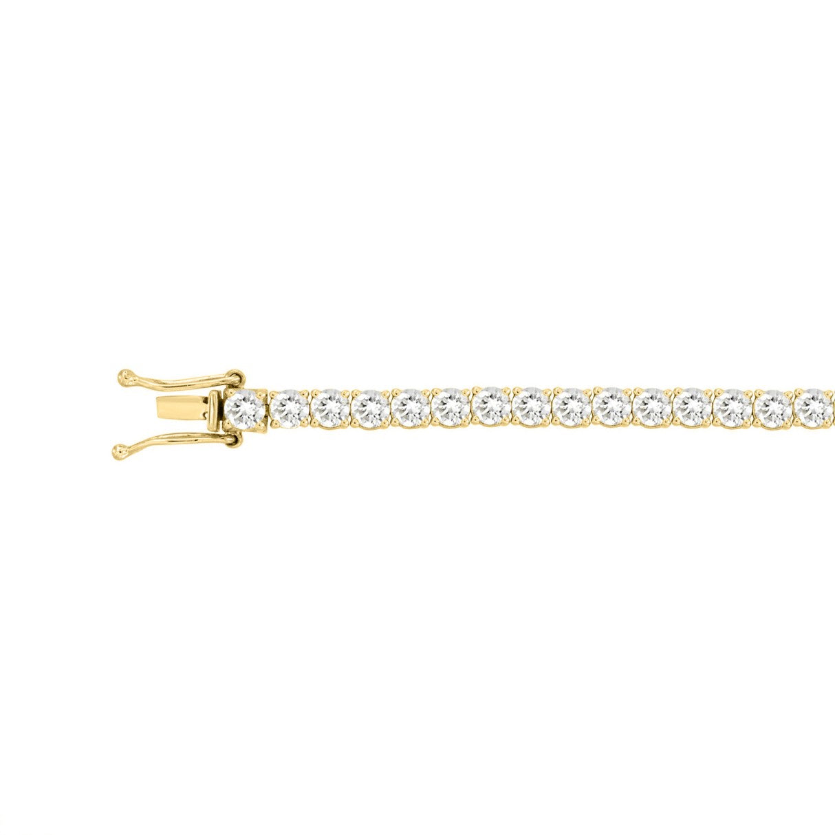 Classic 4 Prong Lab Diamond Tennis Bracelet – ~7ct – 14k Yellow Gold – down view
