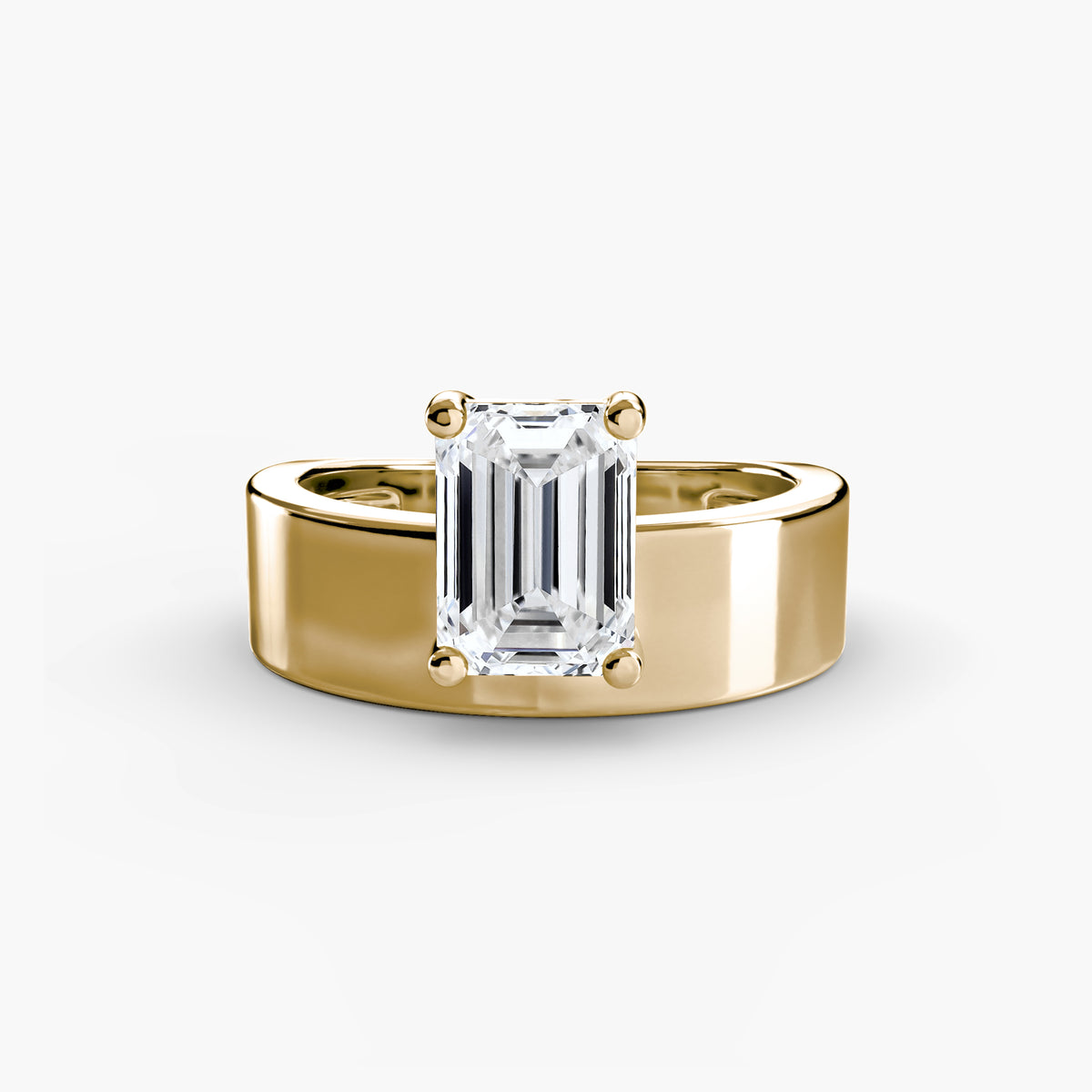Yellow Gold, Emerald, down view