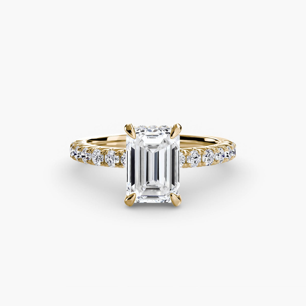Yellow Gold, Emerald, down view