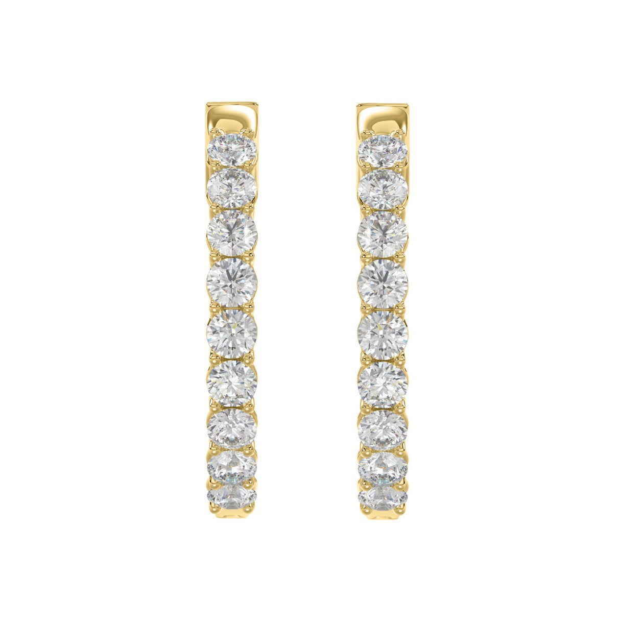 Lab Diamond Inside-Out Round Hoop Earring - 5ct - 14K Yellow Gold