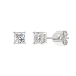 Lab Diamond 4-Prong Princess Stud Earring - 1ct - 14K White Gold