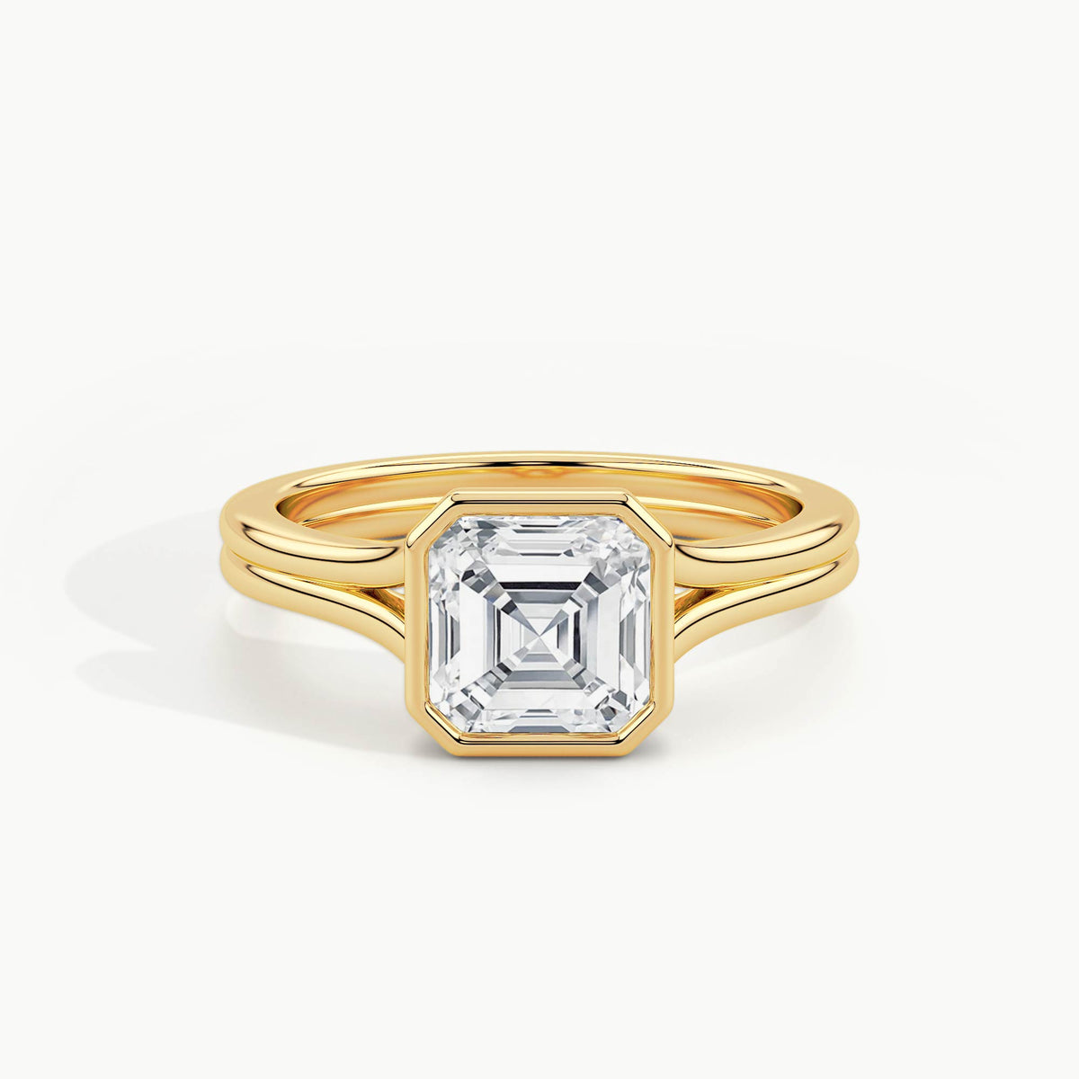 Yellow Gold, Asscher, down view