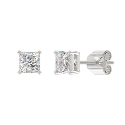 Lab Diamond 4-Prong Princess Stud Earring - 2ct - 14K White Gold