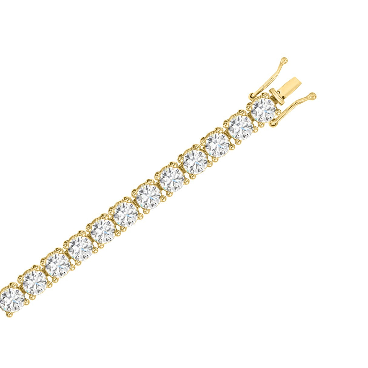 Classic 4 Prong Lab Diamond Tennis Bracelet – ~3ct – 14k Yellow Gold – down view