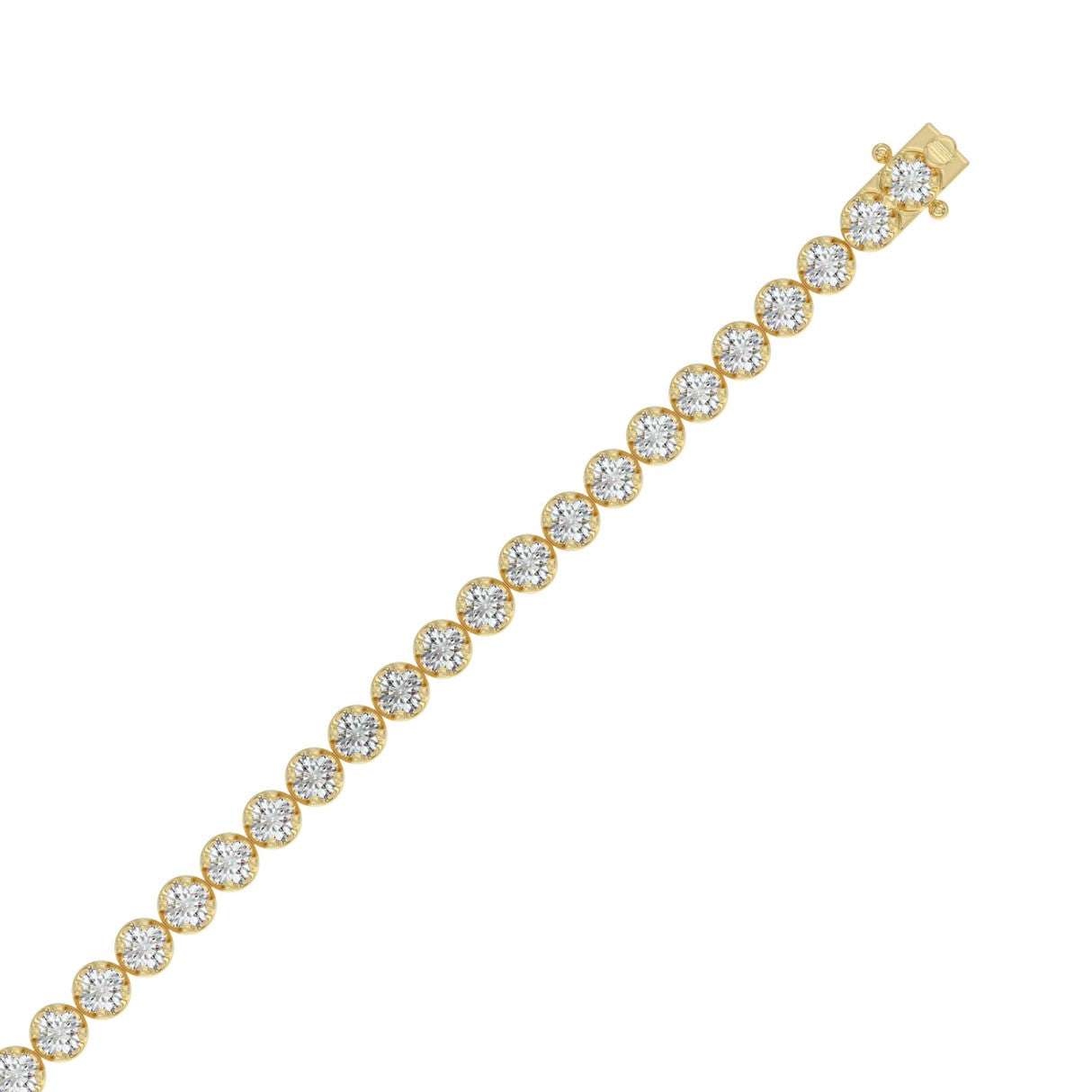 Lightweight Fusion Lab Diamond Tennis Bracelet – ~3ct – 14k Yellow Gold – down view