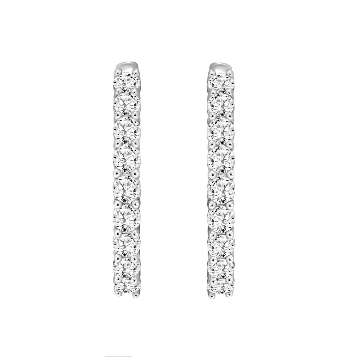 Lab Diamond Inside-Out Round Hoop Earring - 7ct - 14K White Gold