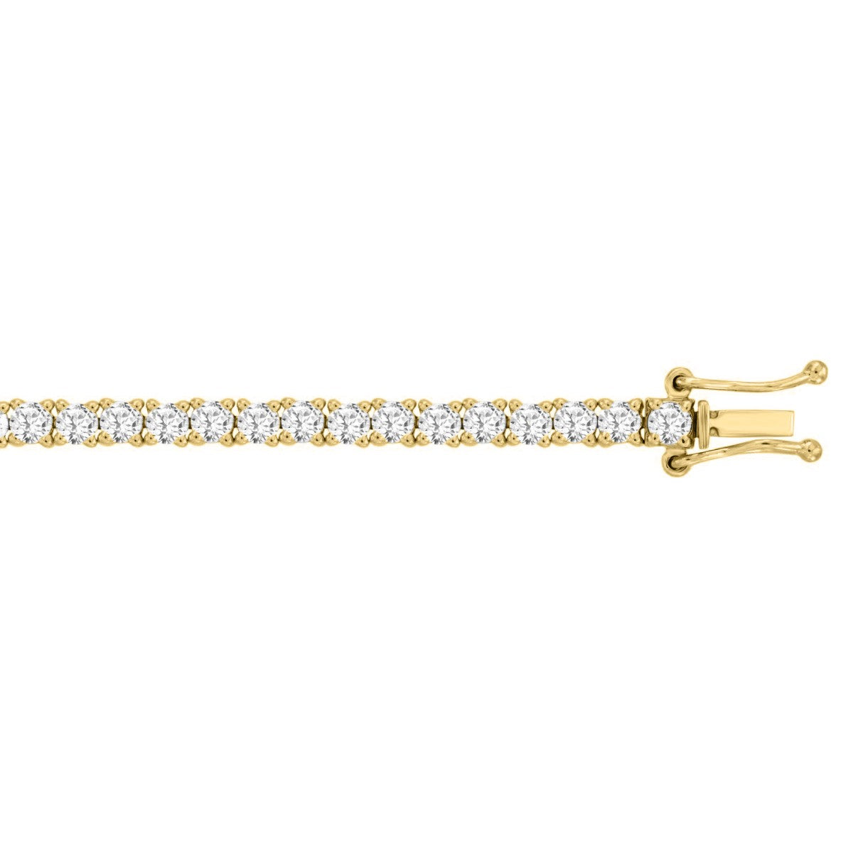 Classic 4 Prong Lab Diamond Tennis Bracelet – ~5ct – 14k Yellow Gold – down view