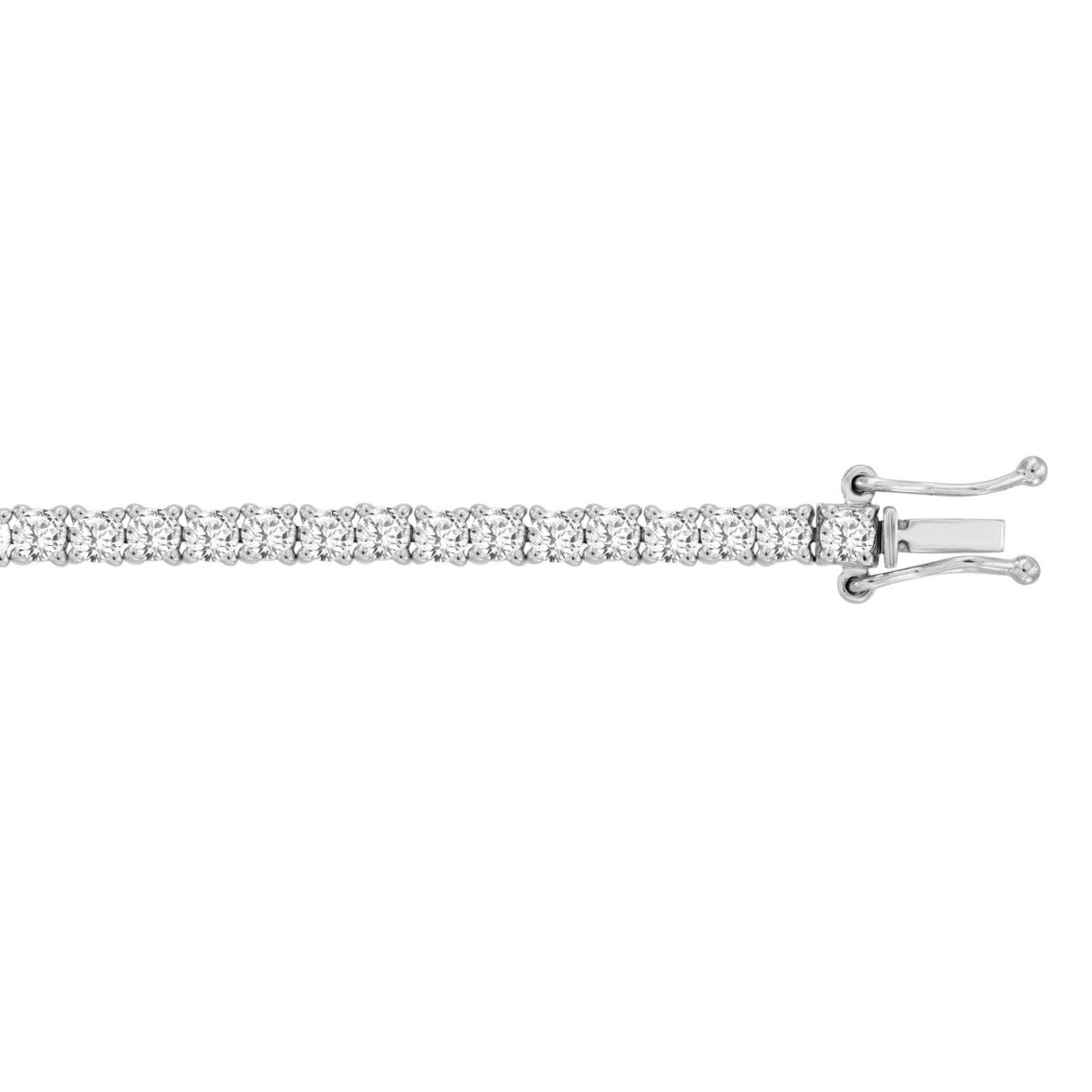 Classic 4 Prong Lab Diamond Tennis Bracelet – ~5ct – 14k White Gold – down view