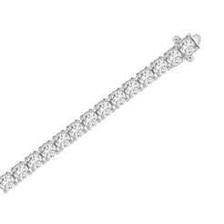 Classic 4 Prong Lab Diamond Tennis Bracelet – ~3ct – 14k White Gold – flat view