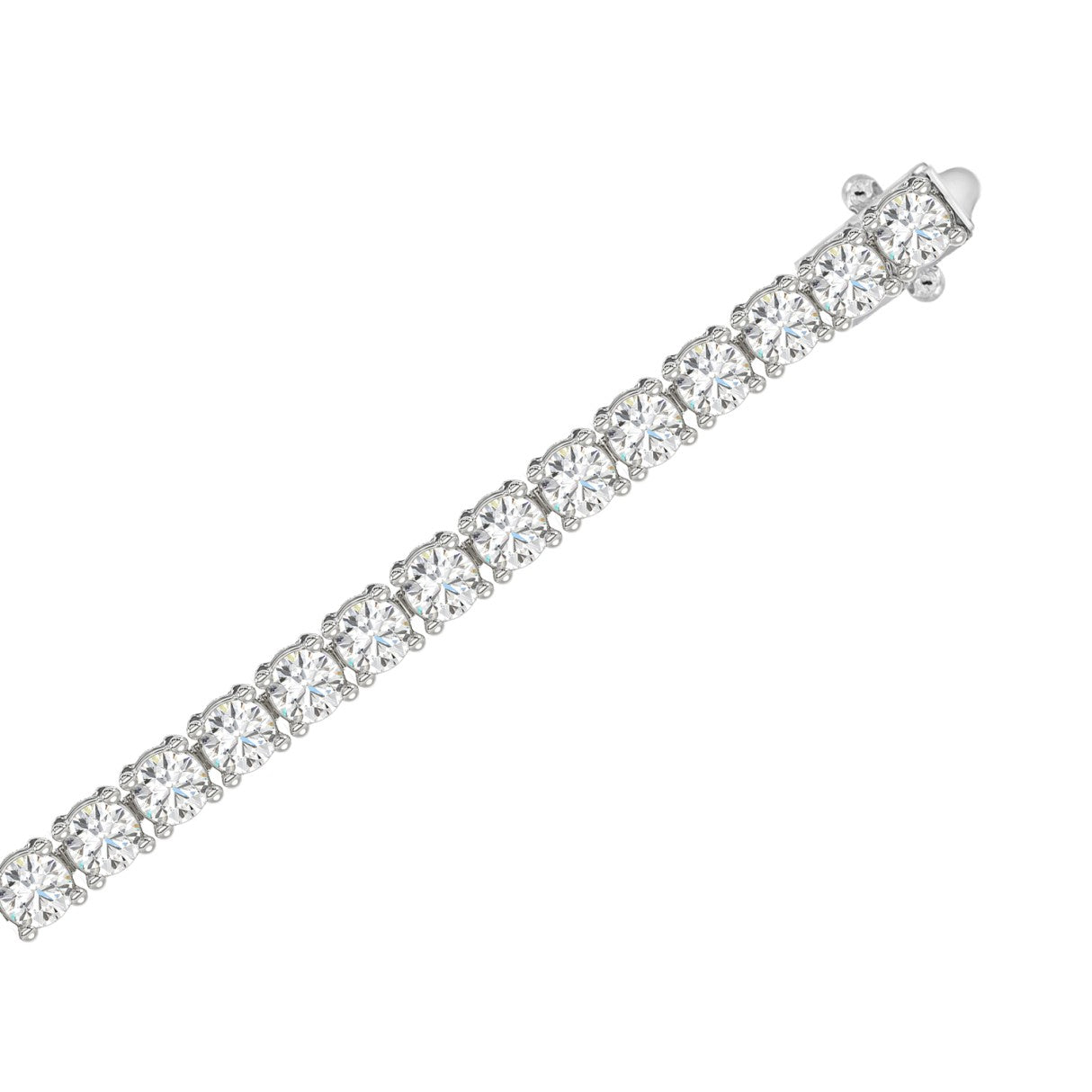 Classic 4 Prong Lab Diamond Tennis Bracelet – ~3ct – 14k White Gold – flat view