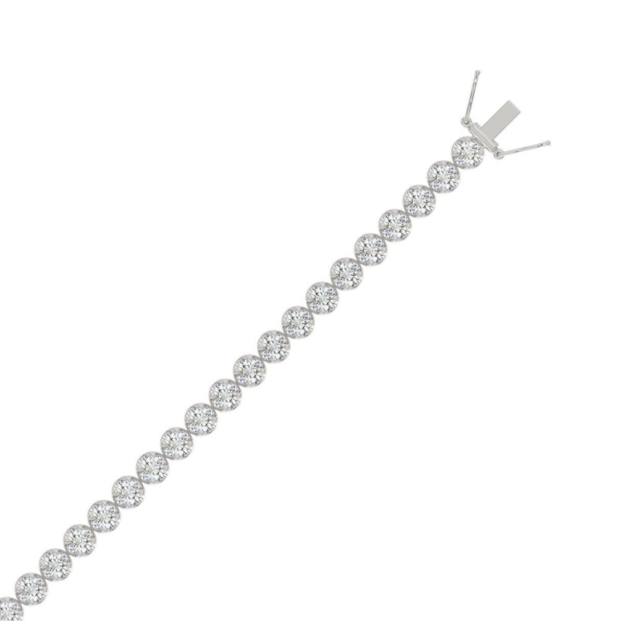 Lightweight Fusion Lab Diamond Tennis Bracelet – ~7ct – 14k White Gold – flat view